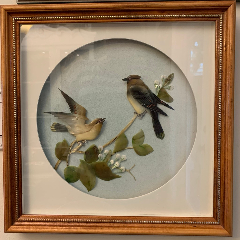 Handmade vintage Framed 3D Bird Sculpture Art, One Size, Light Blue & Brown